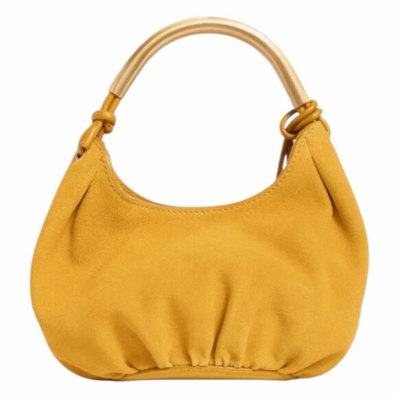 Madewell The Mini Camren Handbag Gold Suede Metal Handle - Picture 5 of 8
